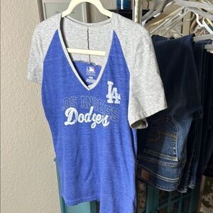 MLB Los Angeles Dodgers Blue and Gray T-Shirt, Womens, Size L